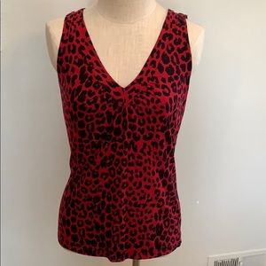 Red & Black Leopard Print Tank Top with V neckline